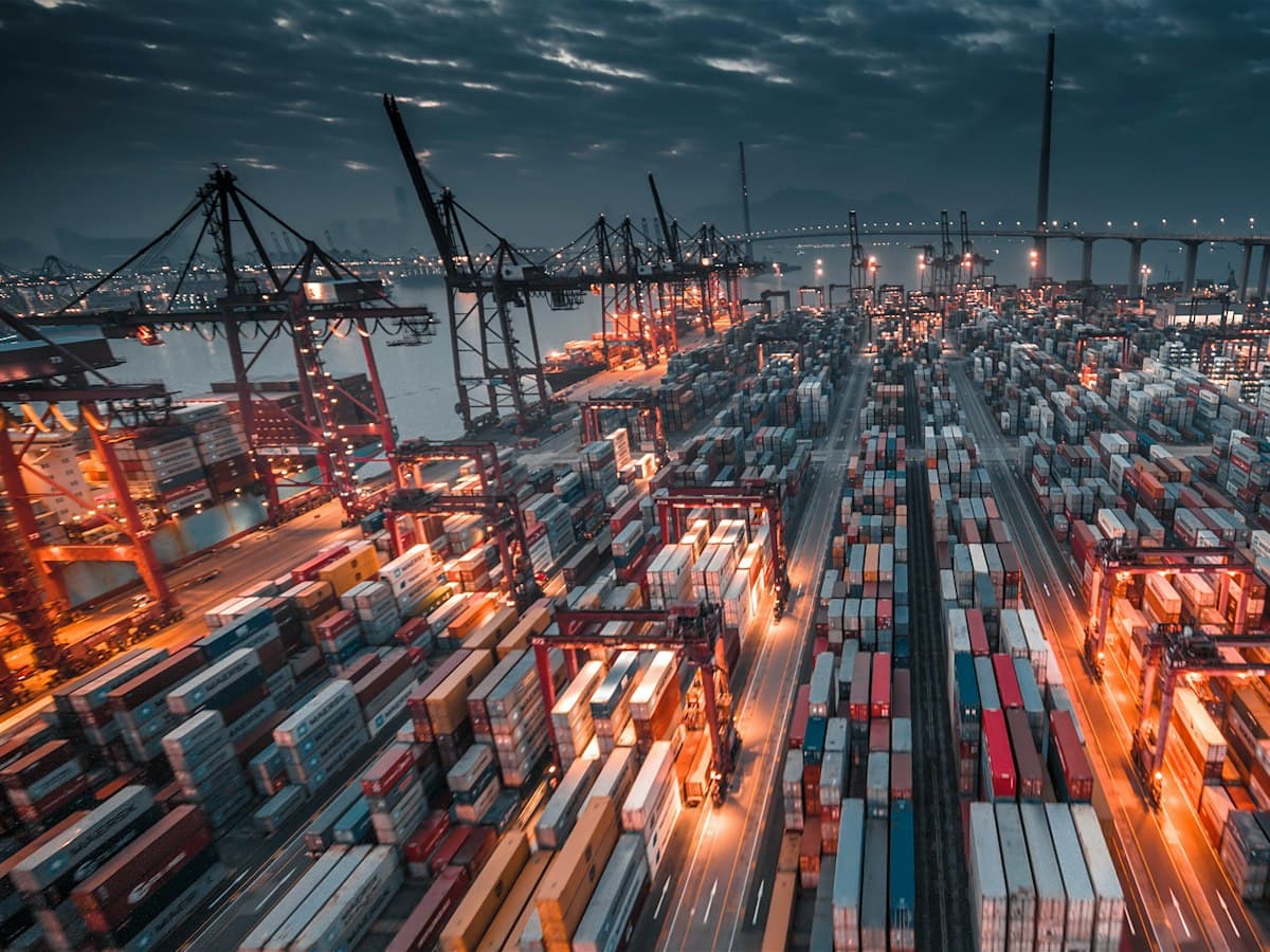 Container terminal — shipments leaving for global ports